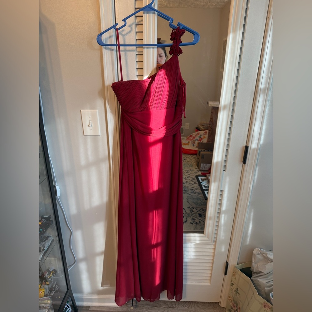 Elegant Red Pleated Gown